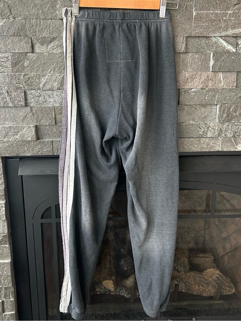 Aviator Nation 5 Stripe Joggers in Faded Smoke (Charcoal Grey) - Picture 6 of 7